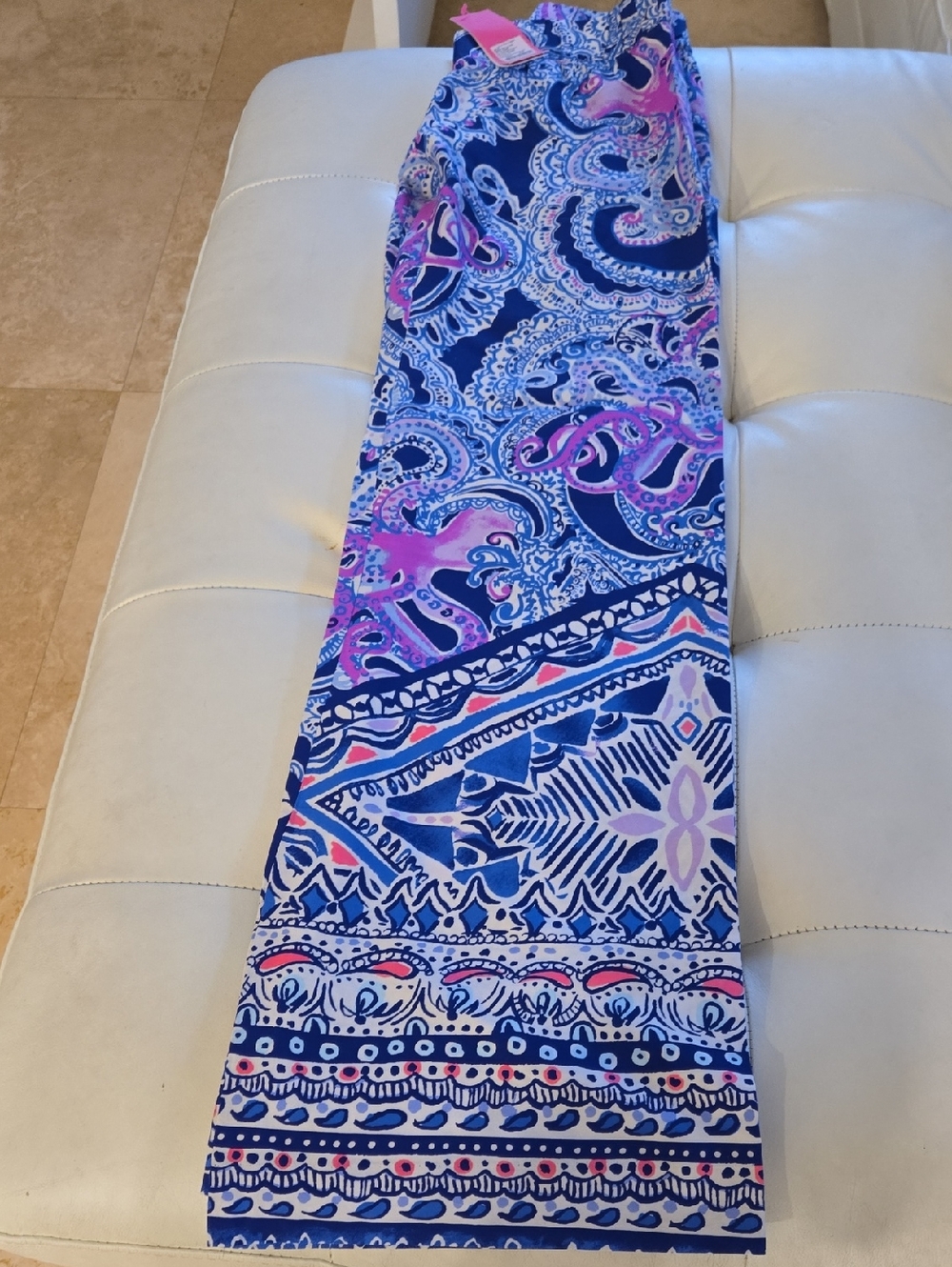 Lilly Pulitzer Blue & Pink Paisley Wide-Leg Pants